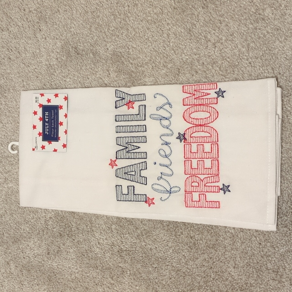 "Family Friends Freedom" Patriotic Flour Sack Towel